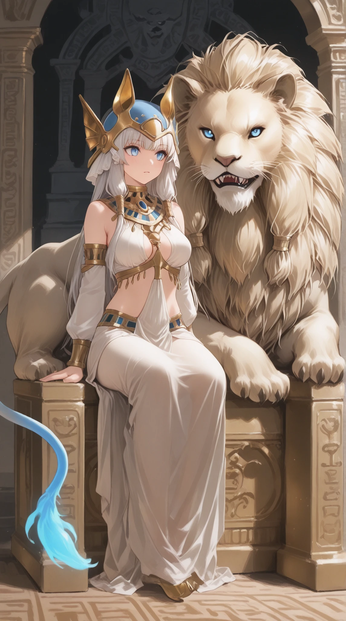 Imagine a female Sphinx (Burmese depiction of the Manussiha, Sphinxes on the Lycian sarcophagus of Sidon, Marble capital and finial in the form of a sphinx, Limestone funerary stele (shaft) surmounted by two sphinxes, Funerary stele, The Sphinx of Naxos, Riddle of the Sphinx, a woman's face, the body and tail of a lion and the wings of a bird, Mannerist sphinx, La Granja, The Great Sphinx of Giza, A sphinx, /ˈsfɪŋks/ SFINKS, Ancient Greek: σφίγξ [spʰíŋks], Boeotian: φίξ [pʰíːks], plural sphinxes or sphinges, is a mythical creature with the head of a human, the body of a lion, and the wings of an eagle, Neverending story sphinx) sitting on a a Roman building. architectural of an ancient structure. A moment in time or a historic event. Reimagined as a fantasy dream world in anime. --auto --s2