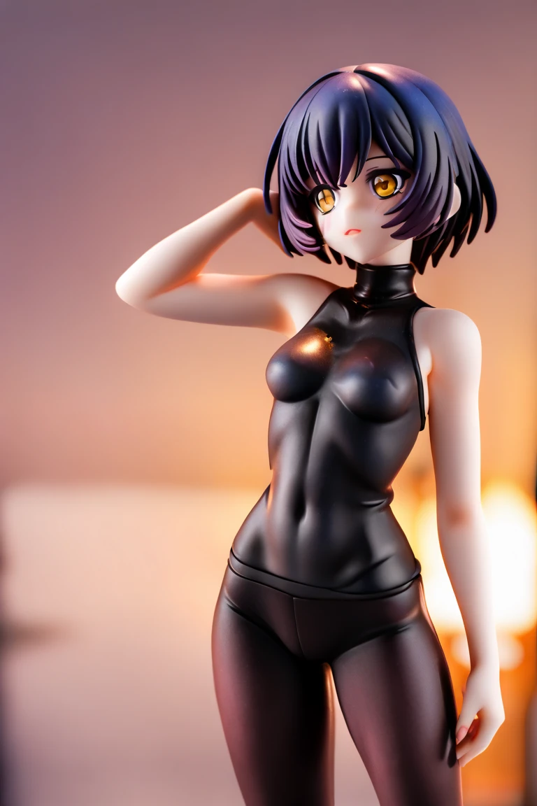 Beautiful woman with short straight black hair with green eyes wearing Orange Tight Leggings, Sexy Criss Cross Mock Neck Short Sleeves Blue Blouse, luxurious jewelry, 18k gold wedding ring on left hand, standing in her bedroom at night, (caucasian skin), (light brown lipstick), (elegant mascara), (slim body), (small breasts), (wide hips), midjourney, <lora:GoodHands-, <lora:GoodLegs-, UHD, high resolution, (expressive eyes, perfect face, full body, expressive face, perfect body, perfect pussy, athletic, fit, slim body, blushing, Perfect makeup, eyeliner, beautiful eyelashes, smiling, ????? face), ((best illumination, best shadows)), ((sexy pose))