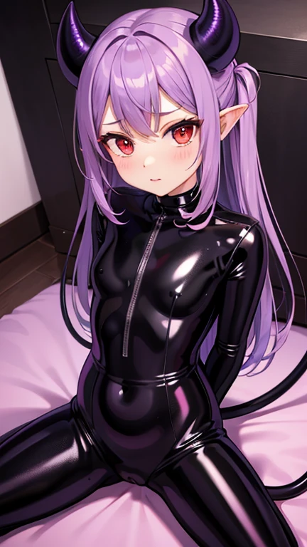 1girl,small girl,purple eyes,short hair,black hair,twintails,bosy suit,from back,from below,masterpiece,high quality, 8K