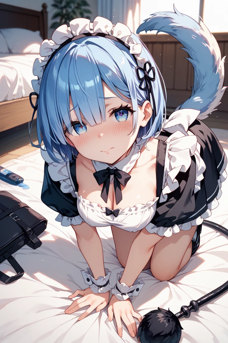 (((Pixel Perfect, Perfect detail))), Alone, 1 Girl, memory, Roswaal Mansion maid outfit, Maid Tiara, Looking at the audience,(Disgust,anger) Shut your mouth.,(Big skirt flip:1.3),To the navel,No panties,Semen in the vagina