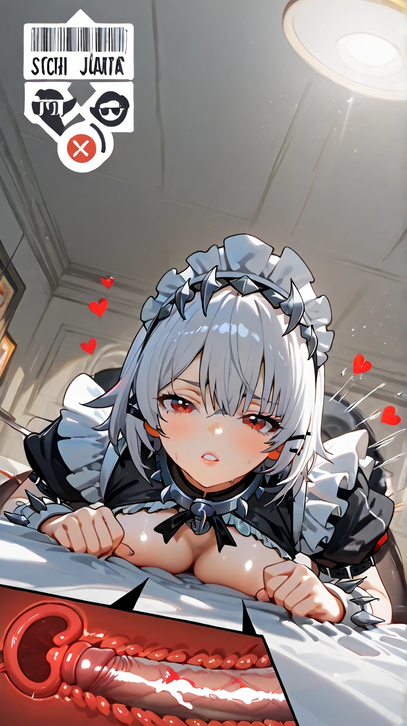 short hair, , blonde)、((Maid clothes))、double、long eyelashes 、(luxury hotel、on the bed)、 (best quality,high resolution, realistic, highres, 1girl nsfw) ,slender body,vagina sex,missionary,orgasm face,sweat,saliva,,large breasts,cum in pussy,(girl trembling with sexual climax)、sweating、back bridging、hands up、(((heart pupil)))、opening a big mouth、sticking out tongue、Ahegao