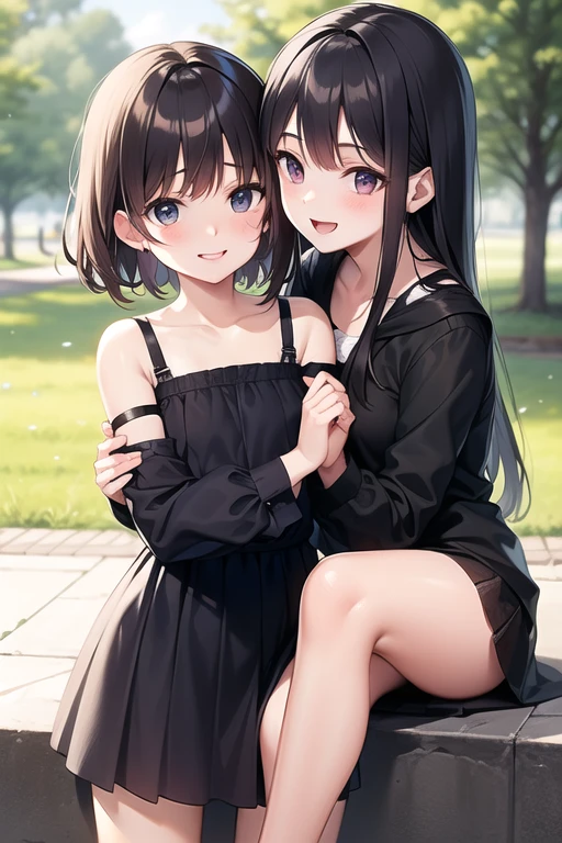 Highest quality、Very delicate and beautiful、I、12 years old 、Japanese Girl、Primary school students、Black-haired、Short bangs、Brown Hair、Short Bob、Cute face、Cute like an idol、Are thin、Slim figure、((The background is my living room))、Tank top、smile、