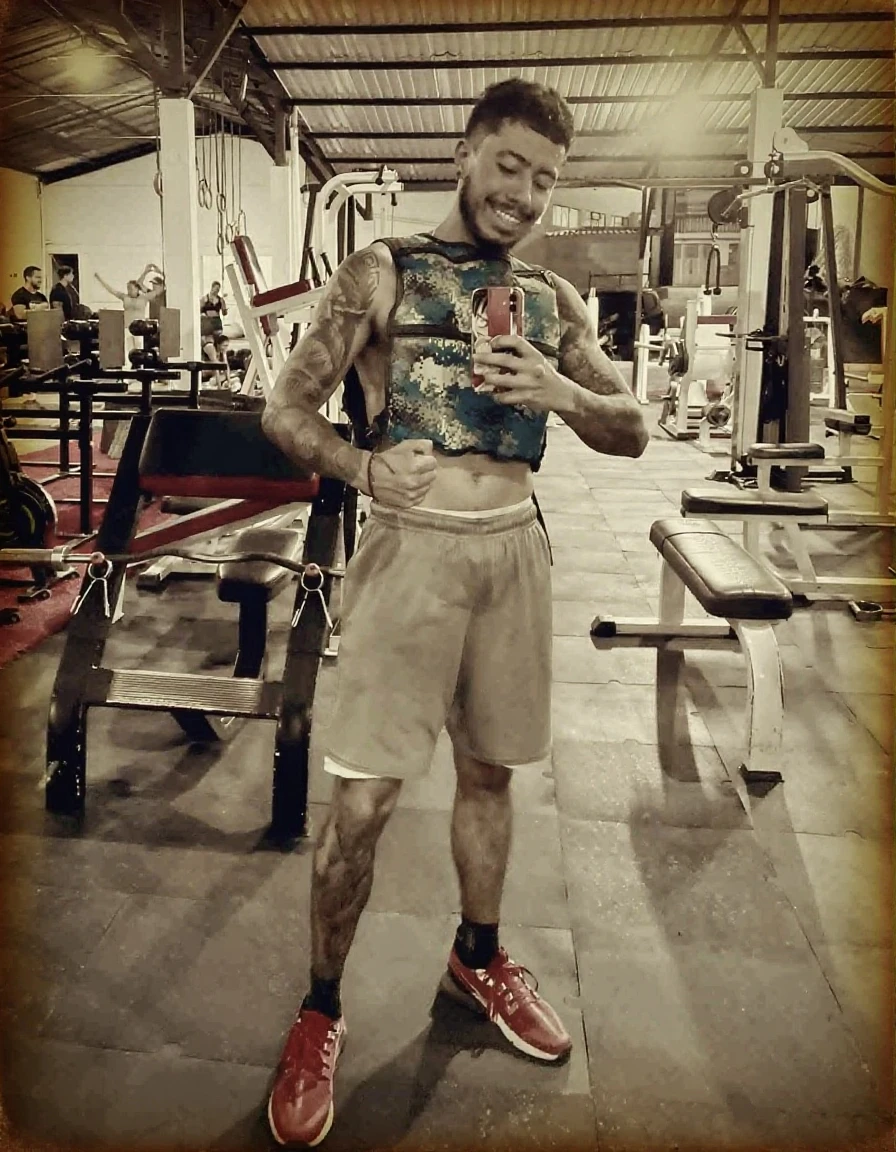 there is a man that is taking a picture of himself in the mirror, profile image, fit pic, 2 7 years old, 3 2 years old, 2 9 years old, profile pic, 2 8 years old, full body picture, 3 6 years old, ifbb fitness body, andres rios, in a gym, 38 years old, 2 3 years old