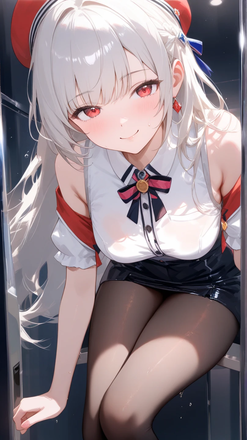 1girl,masterpiece,best quality,grey hair,(ponytails),blue eyes,(white stockings),(red plaid skirt),medium breasts,extremely detailed,cum in pussy,cum dripping,legs spread,laying on back