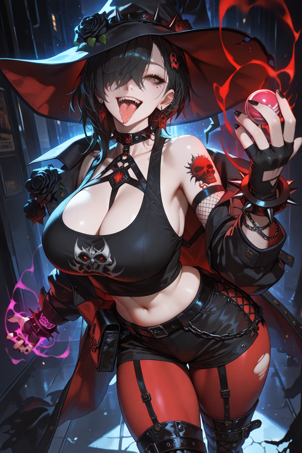 Fine、(The best illustrations)、8k UHD resolution、intricate-detail、top-quality、realisitic、ultra-detailliert、The best lighting、Best Shadows、Soft lighting、Ulutra HD、Dungeon and Dragon、caves、Dungeon、 A Necromancer、natta、Dark style、Succubus、Devil's Daughter、Bat Wings,(((Demon Horns)))、((((black-rimmed round glasses))))、(((Colossal tits)))、(Devil's Tail)、(red eyes glowing:1.6)、masterpiece、beautiful countenance、Tindall Effect、photos realistic、(High Detail Skins:1.2)、8KUHD、Digital SLR、hightquality、a picture、hight resolution、 absurderes、Ponytail distortion、best ratio four finger and one thumb、女の子1人、hair adornments、Red sparkling gemstone necklace、jewely、Beautiful expression、Body Up、Large breasts emphasis、Toned waist、Wide buttocks、Tindall Effect、Photorealsitic、(High Detail Skins:1.2)、