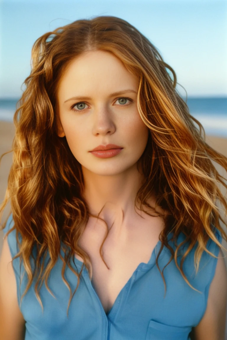 Amy Adams young 30 year old white pale skin, auburn hair,  showing vagina red bushy pubic hair, ultra detailed, dramatic, atmospheric, Masterpiece cinematic, clarity, 16mm, color graded portra 400 film, remarkable color, hair follicles, subcutaneous veins, RAW 12K white grain, on beach island, nature, emerald lake