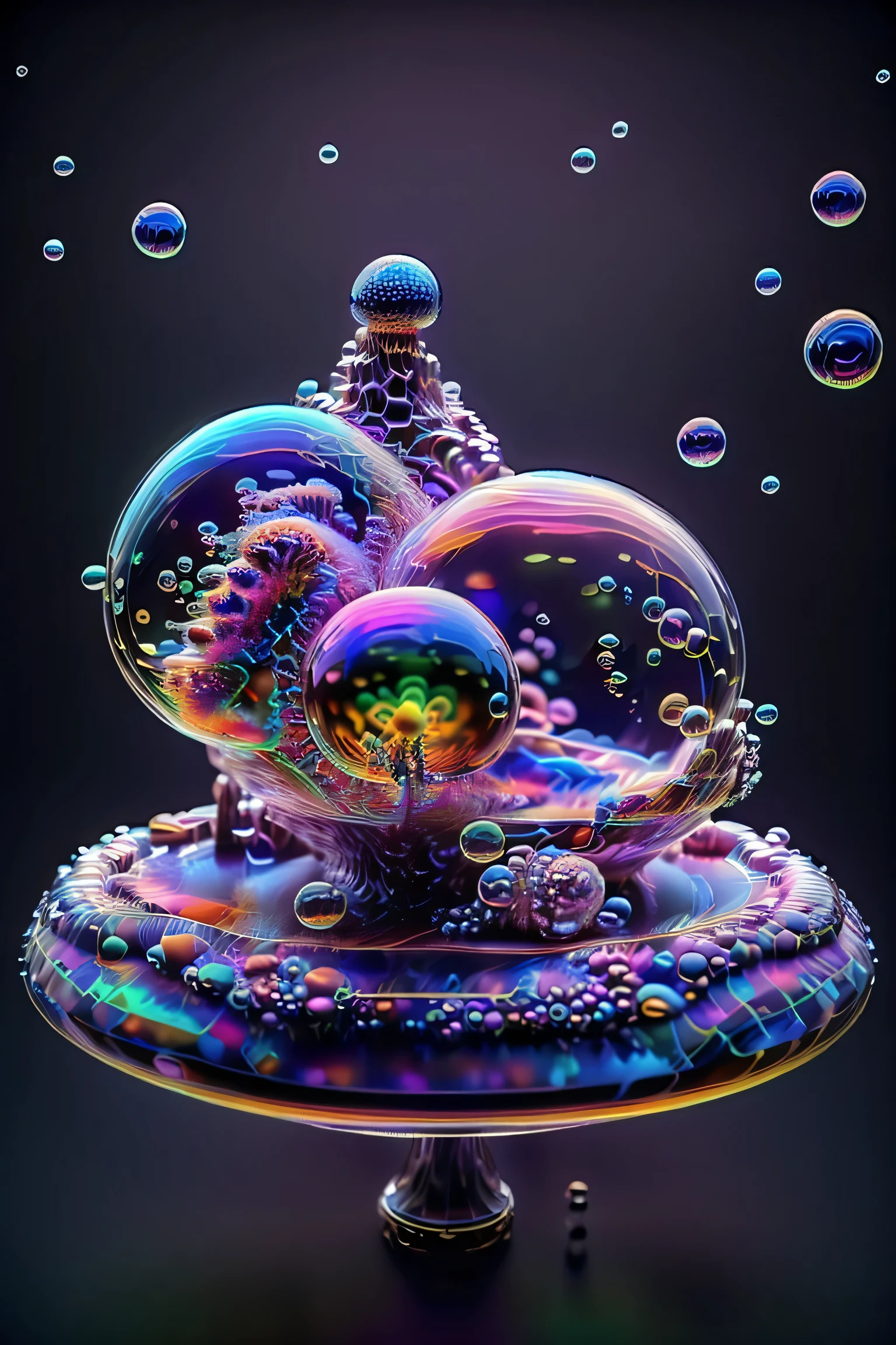 A close up of beautiful bubbles floating on top of each other, LSD, DMT imagery. octane render, psychedelic droplets of water, abstract liquid, and intricate rainbow art. octane render, black 3d fluid simulation, ethereal bubbles, swirling liquids, and highly detailed, octane render, reflective rainbow bubbles, twisted colors inside of glass spheres, Psilocybin Dream inside an amazing image of light emerging from colors in a shimmering glass morphing out of colors, bright neon and fluorescent colors,very bright, vibrant colors, perfectly formed and symmetrical reflective bubbles and spheres, attention to detail with these beautiful bubbles and spheres, Extreme Hallucinations in a gorgeous piece of psychedelic digital artwork, Stunning, pixel art, tripped out colors, 4d mandelbulb psychedelics, glass like psychedelic landscape, intricate rainbow environment, psychedelic underwater brightness and glow with neon colors, glowing colors twist inside of translucent glass spheres and bubbles with light and color reflecting off of both in bright fluorescent colors, psychedelic trip, fluorescent and neon aesthetic, psychedelic vibrant colors, bright psychedelic paint splattered backgrounds,swirling spirals and vortex, bright vibrant colors popping out from 3d glass spheres, Rotational Symmetry, Pixel Assets, Portrait photography, Surrealism, Photorealistic, Hyperdetailed, Glass Morphism, Digital Art, Sparkle, Optical Illusion, Glowing Light, Reflective Light, Overexposure, Backlighting, Depth Of Field, Spheres and bubbles show perfect Symmetry, UHD, High Details, High Quality, Super Detailed, Full Focus, Awe inspiring, Shockingly unique wallpaper art, Breathtaking, Indescribably Beautiful, Heaven sent images, Best Quality, Award Winning, MasterpieceA close up of beautiful bubbles floating on top of each other, LSD, DMT imagery. octane render, psychedelic droplets of water, abstract liquid, and intricate rainbow art. octane render, black 3d fluid simulation, ethereal bubbl