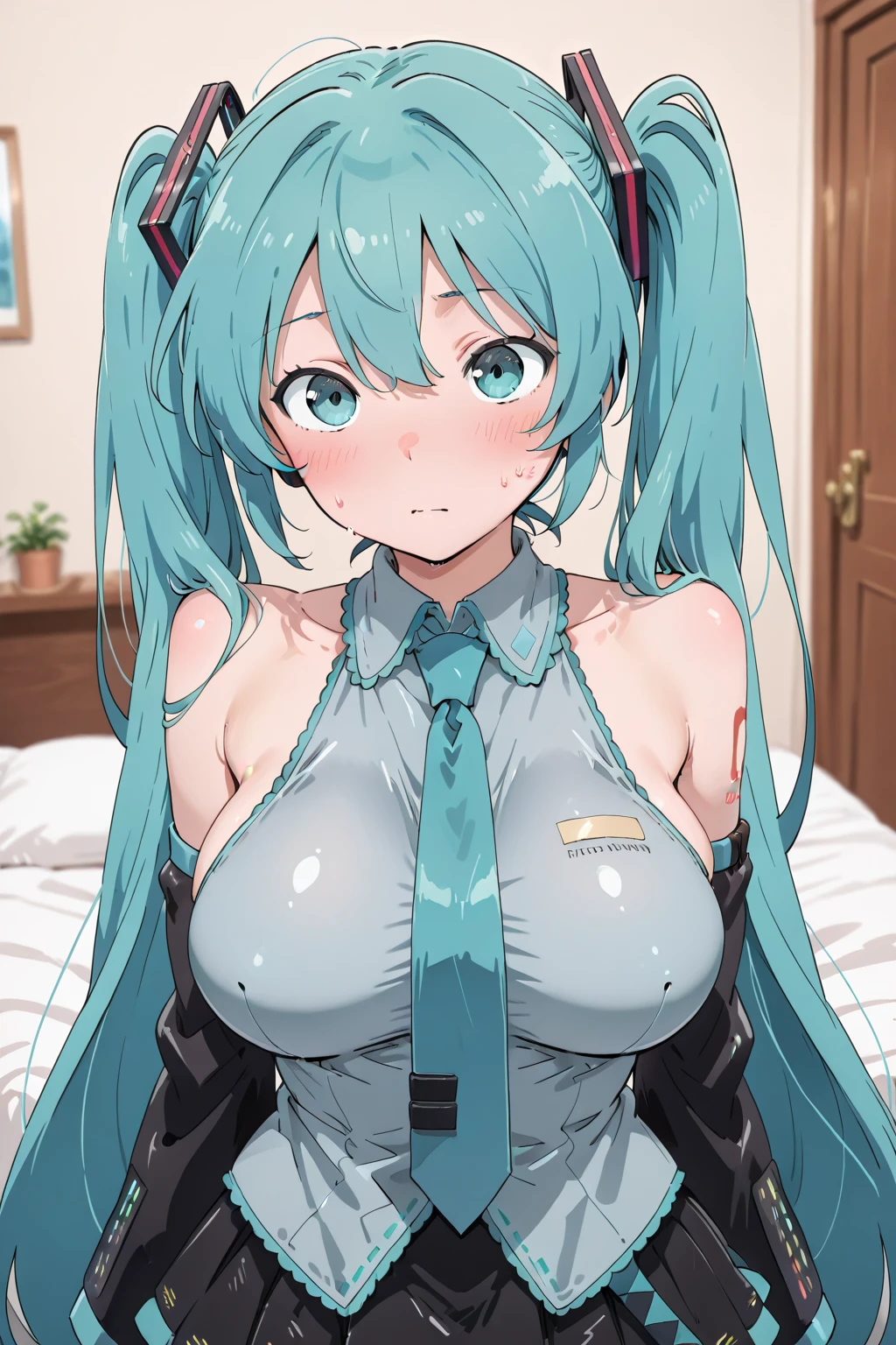 Hatsune Miku、sailor suit、、、brightly colored clothes、one girl、solo、Expression of feeling、blush、open your legs、Her clothes are wet and her bra is visible、Clothes are transparent、spread legs、pussy、Thick white love juice、Drip a large amount of love juice、Sleeping facial expression、orgasm、、Kindergartener's body、low length、child'asturbation、Put your finger in、masturbation behavior、big breasts、While taking off clothes、Spread with your fingers、nipples are visible、Sweat、heavy breathing、Inserting a dildo into pussy、raise your legs