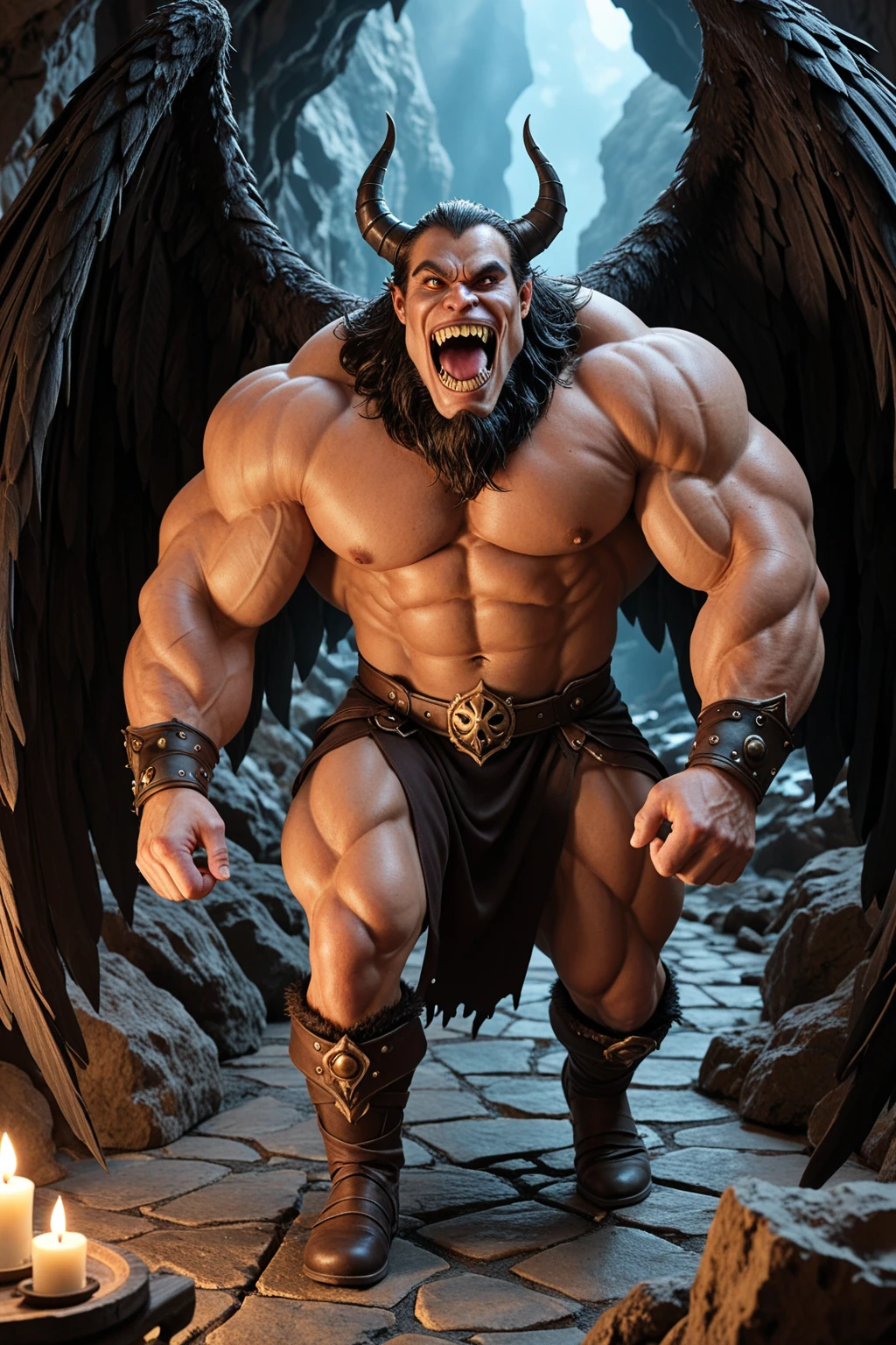 A handsome,Orc with abs tied to the bed,The whole person lies on the bed,Shoes taken off,Revealing two big bare feet,Feet should be in the picture,Both feet are locked in the foot,Lift your feet very high,The soles of both feet should face the screen,Both feet were tied to the bed,The whole person is in the shape of a "big" character,His hands were tied tightly to the head of the bed.,Raise your arms above your head,Arms tied to the bed,Unable to lift,The armpit is exposed,Tickle with feathers,His upper body was stripped,There are feathers under my armpits constantly scratching me,Make him feel more itchy,The soles of his feet were being scratched by two brushes.,There are also many feathers tickling between the toes。The abdomen is scratched with a brush,And he laughed,Struggling hysterically,Swinging his two feet。(Have an expression of laughing like being tickled,Keep your feet elevated,The soles of both feet should face the screen,Have lots of feathers on your feet,The feathers should touch the feet,The armpits need to be painted with large feathers and the abdomen needs to be painted with a brush.,Place your feet in the foot,Hands tied to the bed with ropes,The two feet are tied together with ropes,The rope should be tied at the ankle。)