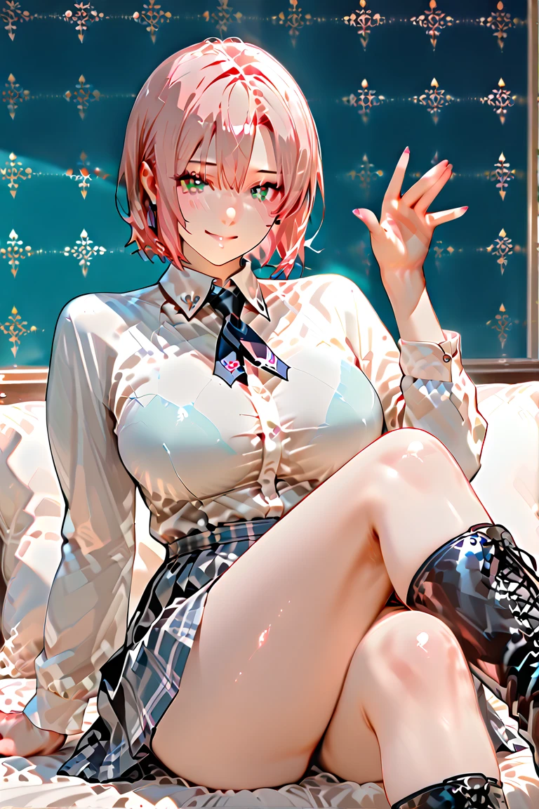 masterpiece、Soft Focus , Bright gradient watercolor、Tabletop, High resolution, 8k, Anime Women, Delicate and detailed writing 、Detailed digital illustration、high resolution, high quality、Detailed Background、Close-up photo、
long hair、Shiny Hair、Bright pink hair、bangs、Very beautiful woman、Idol、Double Eyes、(Large Breasts:1.4)、(see-through nipples:1.1), (see-through pussy:1.1),(pubic golden hair:1.3)、
(((Two arms、Four fingers, One thumb)))、Detailed female face、(Holding a microphone:1.3)、Singing on a microphone、(Idol Costumeini)、 short skirt、pink ribbon、pink rose hair accessory、pink and white outfit、
zettai ryouiki、(see-through nipples:1.2), (see-through pussy:1.4)、(large breasts:1.5)
