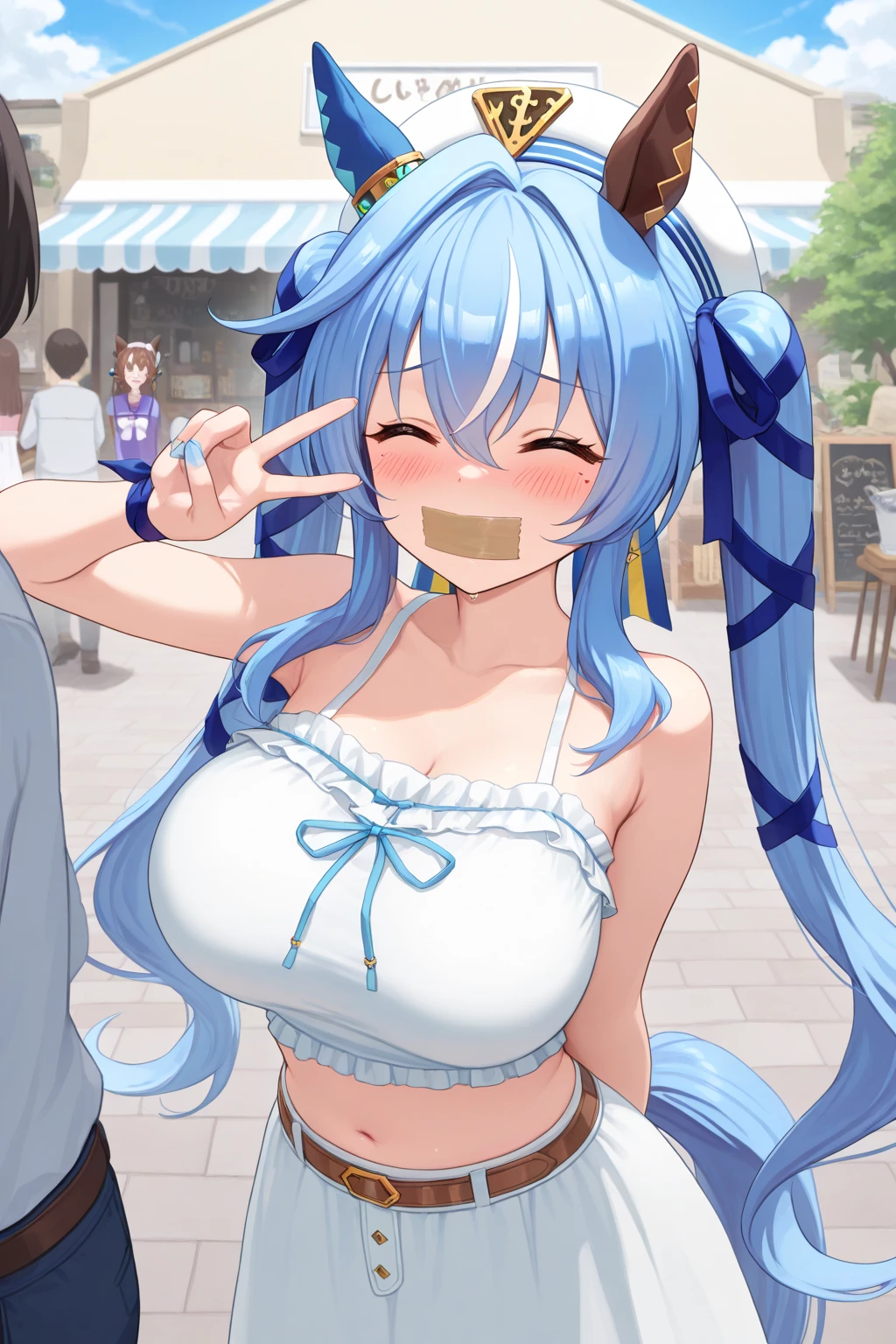 NSFW,masterpiece,Highest quality,High resolution,Super detailed,Shiro \(no game No life\),Young Girl,Long Hair,Multicolored Hair,Hair between the eyes,Gradient Hair,Yellow Eyes,Flat Chest,Erect nipples,((Oho face)),Embarrassed,blush,excited,Estrus,orgasm,Trembling,(Climax),(Squirting),(Ahegao),Roll your eyes、squint,Middle-aged men,(Having intense sex),Insert,Creampie,Hugging from behind,Shopping mall,stage,Show off