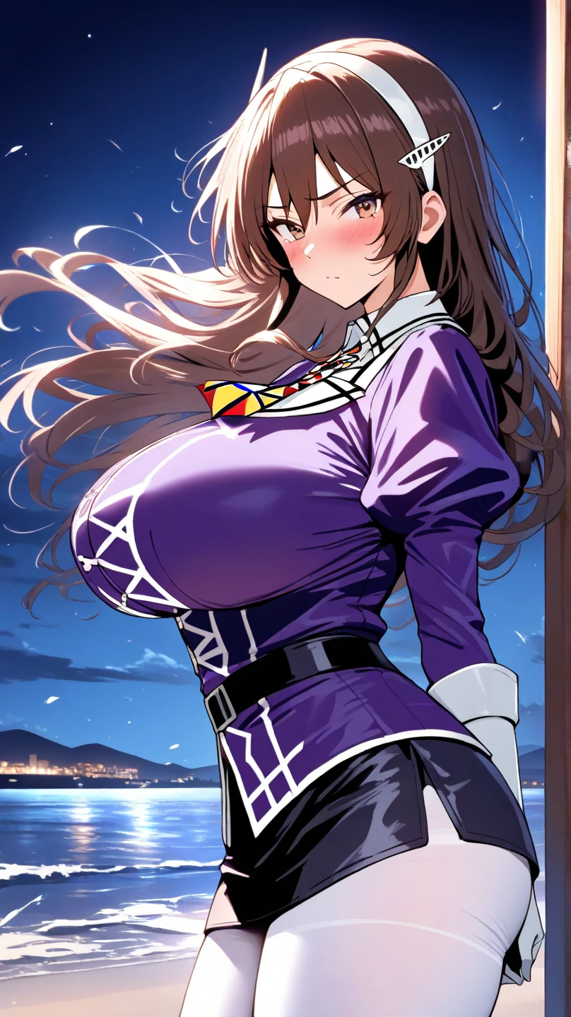1 Female,HD,High resolution,Surrealism,8K, Brown wavy hairstyle,girl,Asian,Sexy,Upper body close-up,Shot from the front,Dynamic angle,Personal tutor,Y 卹,Somewhat transparent underwear,Huge breasts,Wear earrings on one side only,Smile,blush,Nipple showing