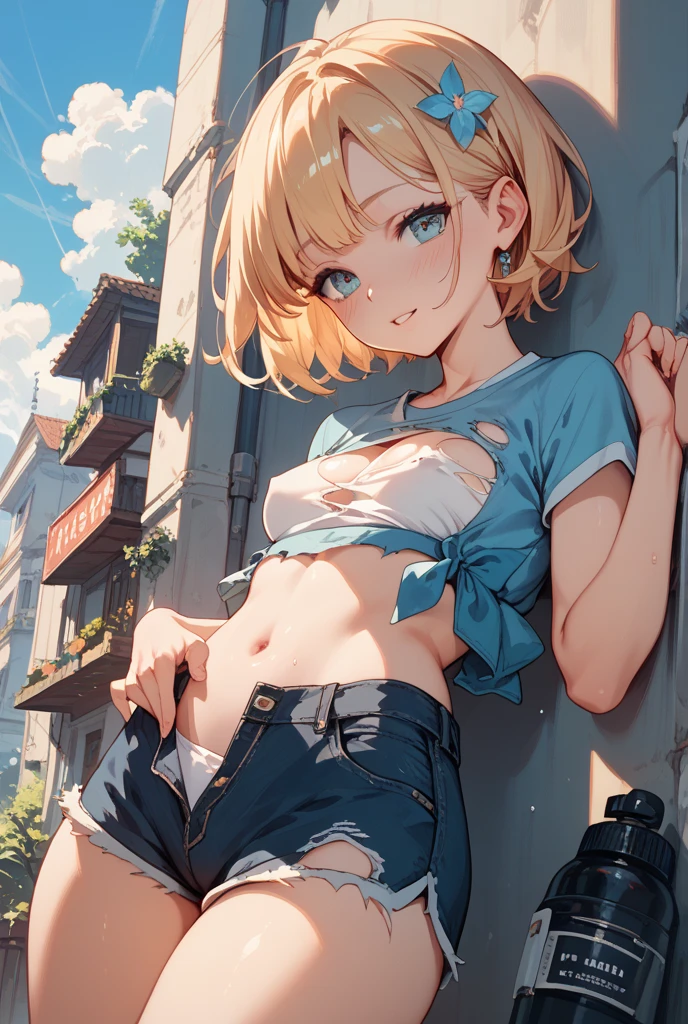 Android 18 falda muy corta, bragas blancas