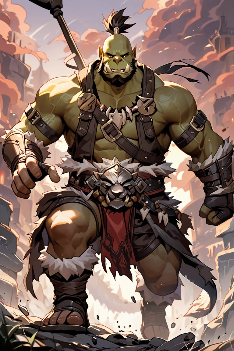 a furry eastern dragon, long whisker, green fur, bare chest, big chest, big build, warrior waist armor, sandal, ((eastern dragon), ((green dragon)), ((waist armor)), furry art, full body, mature, tall, daddy, muscular, rounded face, ((no coat)), ((berserker)), scar body, (scar), bare body, many scars on body, scar face, long beard, very muscular, beefy body, (((bare chest))), (((large pecs))), (((hold a great axe))), action pose
