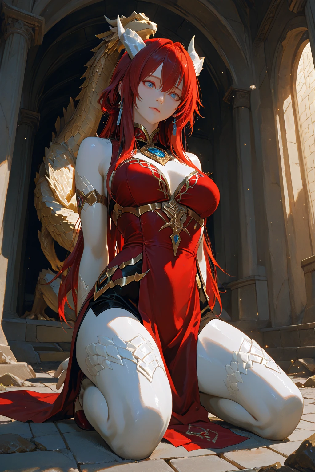 Beautiful full-bodied woman, 30 years old, muscular and perfect body, (((Viking warrior))), long red hair and with little clothing, tiny thong, (((bra made of scales))), holding the severed head of a demon, large breasts, generous neckline, splashed blood on the body, brave face, dark kingdom,  Sexy pose, walking in a wilderness, active volcano in the background, medieval era, bioluminescent, 8K resolution concept art, realism, by Mappa studios, masterpiece, best quality, (1girl), official art, illustration, ligne claire, (cool_color), perfect composition, absurdres, fantasy, focused, (clear clothing, transparent cloth, see-through material), (((cameltoe))), (red hair, freckles, huge breasts, nearly naked, underboob), thick but fit, blend of Natalie Dormer and Zendaya, silk robes, detailed castle background, 20 yo, natural, amazing body, pronounced feminine feature, speaking, laughing, festival, (((no panties)))