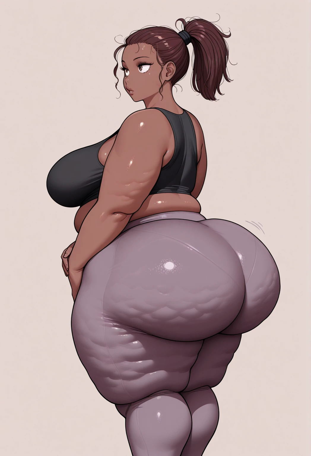 score_9, score_8_up, score_7_up, 

(tall woman, strong woman,  dark skinned woman)    (huge thic:1.9) (large curvy:1.9)detalied eyes], score_9, score_8_up, score_7_up, score_6_up, score_5_up, score_4_up,huge breasts, 
shrug \(clothing\), , thick thighs, thighhighs,], ,    ,blue eyes,  detalied pupiles,  huge ass, (fat ass:1.9)bimbo  bid lips , large curvy,  huge breasts,  2d,asura style {{score_9, score_8_up, score_7_up, source_Cartoon, rating_explicit, very aesthetic,}} BREAK {{{(simple gym background:1.1) lovely mom, , covered nipples)}, perfect face, perfect hands}} BREAK {{}} huge breasts, huge ass, big ass, massive ,ass focus demon girl huge butt  (hyper curvy:1.5) 