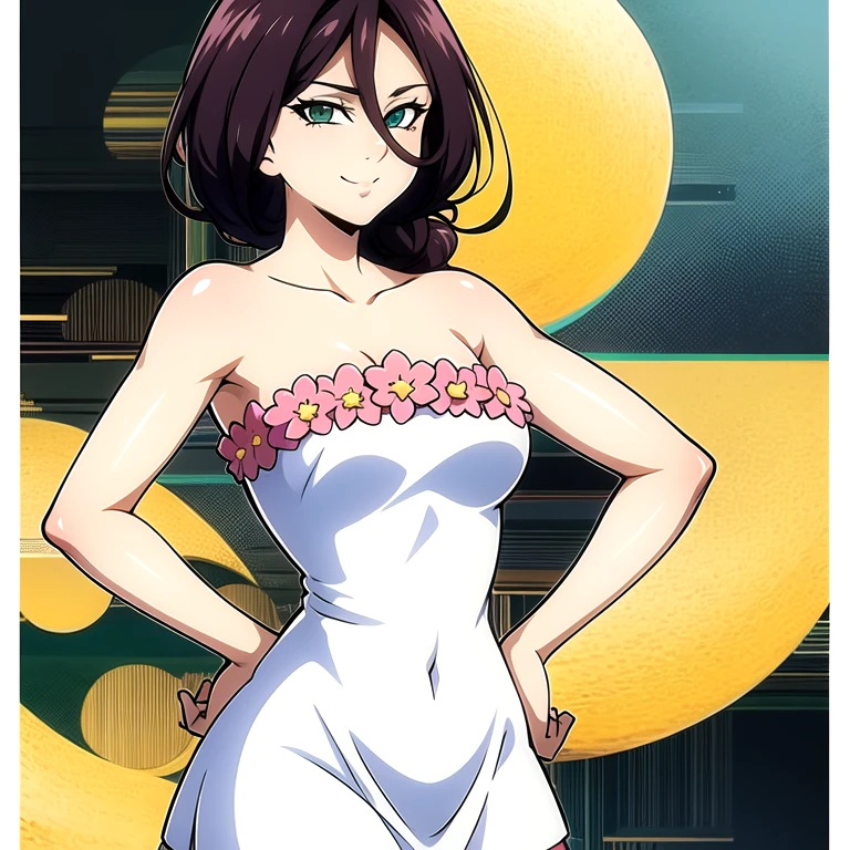 ((masterpiece)), best quality, ultra detailed, looking at viewer, intricate details, rich colors, sharp focus, volumetric lighting, dramatic atmosphere, nabiki tendo, brown eyes, nabiki, looking at viewer, 8k, 4k,light particles, highly detailed, detailed eyes, bedroom background, solo, bob cut, red dress, pelvic curtain dress, heels, TendouNabiki, red heels, cleavage, seductive pose, white panties, night time, solo,