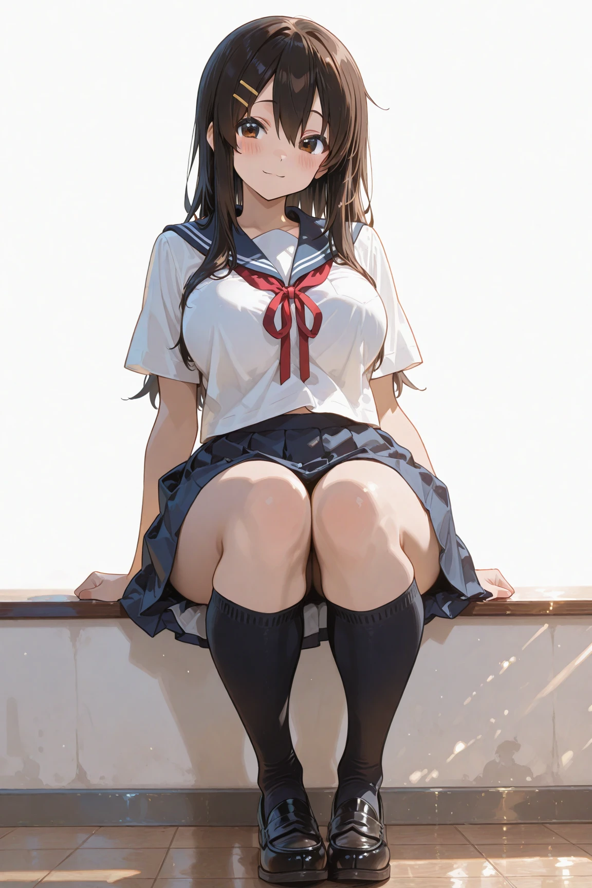 (realistic, photo realistic:1.2), ((best quality)), Move your center of gravity back, pretty embarrassing, white panties, (show panties:1.4),tight skirts, (upskirt:1.3), (pull up skirt:1.3), (squating:1.4), heels on the ground on, slightly spread legs, crouch with knees up, put butt on the ground, black penny loafer, beautiful faces detailed, real human skin, gentle expressions, Front view, angle from below, realistic, photorealistic, cute, short skirt, squating deep on school grounds, cute school girl, Japanese highschoolgirl uniform, sailor uniform, whole body,happy smile, natural smile, fascinating smile, captivating smile, (looking at viewer:1.2), from front, from below,