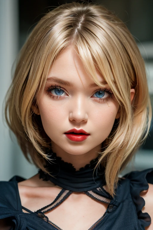 verry realistic face, blue eyes (big breasts: 1.6), cruel, UHD, perfect skin texture, Hyper-realistic, 32k