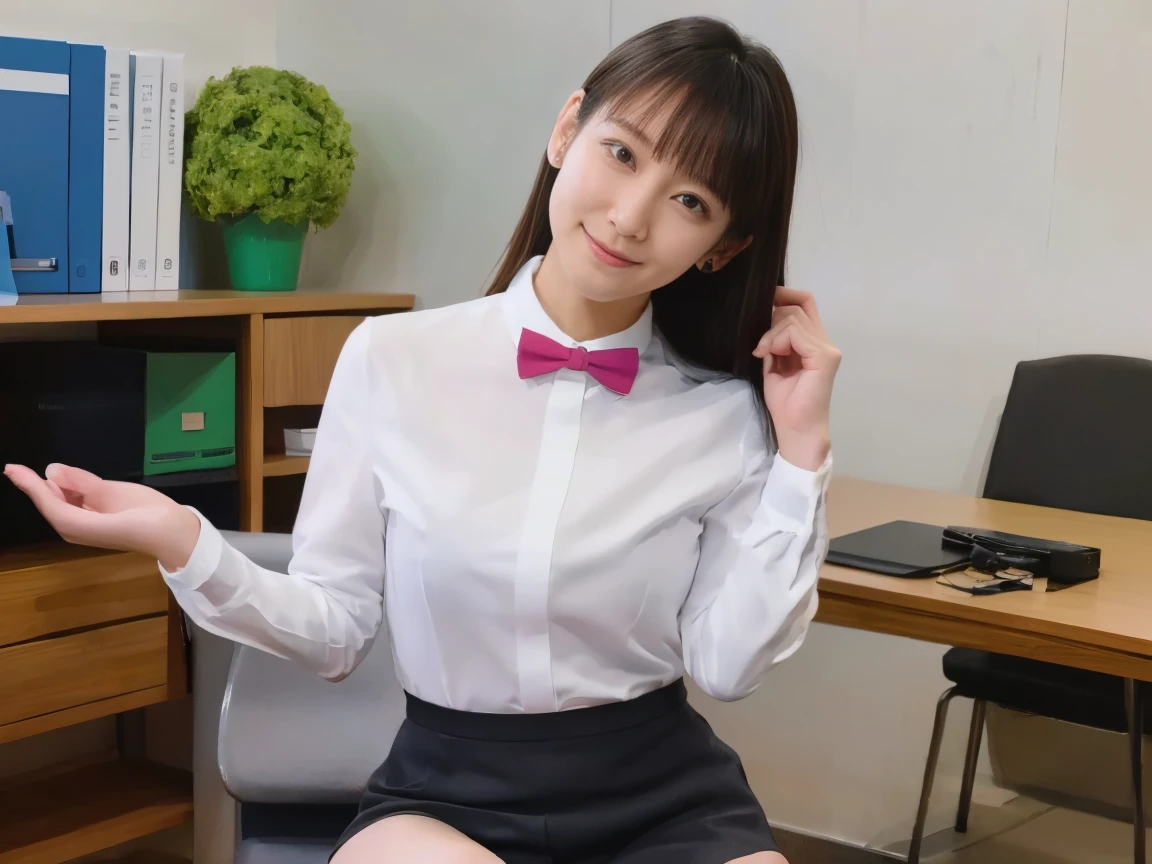 Asian office worker with nice , unhinged, unstable, uncertain, unreliable