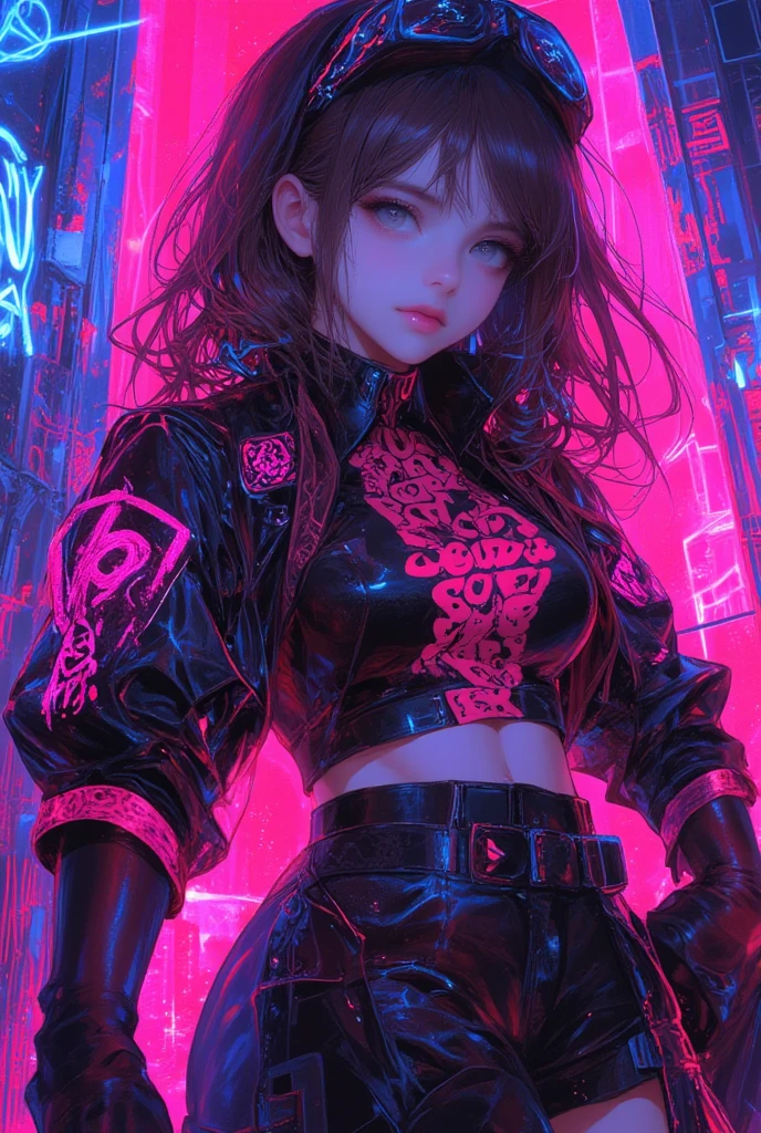 a close up of a woman with pink hair wearing a black outfit, inspired by Yanjun Cheng, dreamy cyberpunk girl, trending on cgstation, artwork in the style of guweiz, in cyberpunk style, hyper-realistic cyberpunk style, female cyberpunk anime girl, cyberpunk anime girl, aesthetic cyberpunk, cyberpunk vibes, seductive cyberpunk dark fantasy, portrait of jossi of blackpink