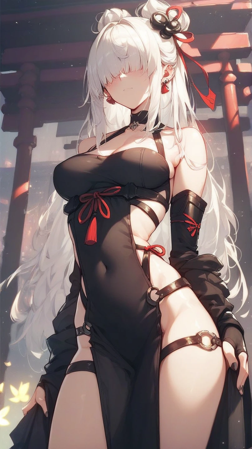 (((professional: Step by step, taking into account even the smallest detail, God-level final result, all intricate details, cowboy shot, solo 1girl view))): "1 fox girl, ruby eyes, fox ears, fox tail, high ponytail, firm breasts, medium breasts, smug, cute, short black china dress, very low-cut, (light clothing very thin and transparent like air), side full body, pelvic curtain, thigh ribbon, (pumps:1), (hugging own leg:1.1), chinese style, indoors, sharp focus, see nude, covered body, looking at viewer, (intricate:1.3), red light theme, (orange tone:0.7), illustration, "