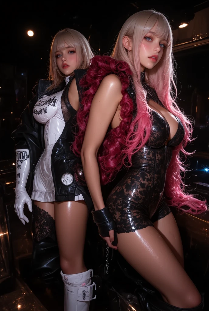sexy golden princess who controls poison、beautiful smile、lipgloss、long lashes、intense makeup、look at the camera、full body Esbian、、sparkling poisoned flower costume、、、、shiny sparkling multicolor hair、secrete poison、skull hair accessories、fishnet tights、shiny sparkling dark magic forest background