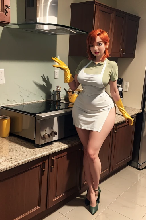 (masterpiece, best quality:1.2),, 1girl, solo, looking at viewer, large breasts, wide hips, gloves, apron, jewelry, pants, shirt, simple background, <lora:dextersmom:1> dextersmom  fullbody full body, masterpiece, highres, photorealistic, best quality, perfect lighting, 8k, realistic, photo-realistic, ultra-detailed, 4k