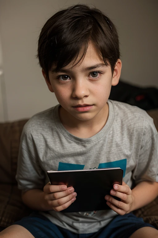 Make a photo of a boy with iPhone 