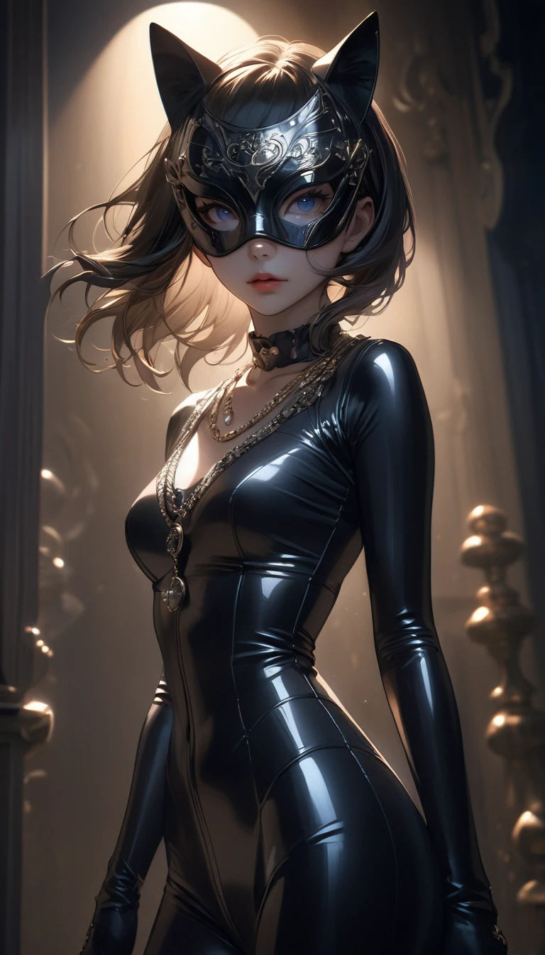 Wide angle shot, beautiful female street fighter, wearing large glasses, black undercut hair, wearing large iron gloves