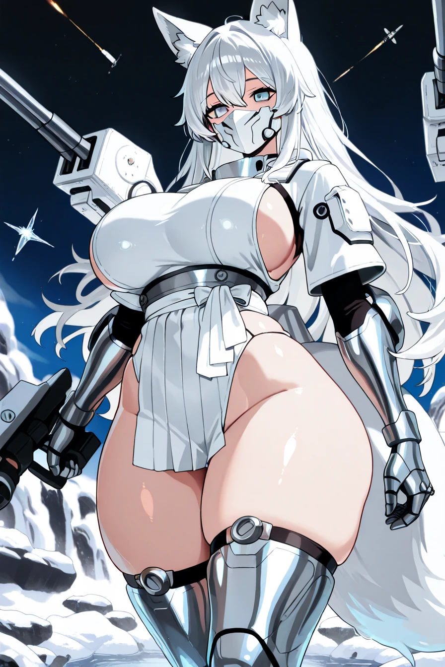 Best quality, masterpiece, women design model, silver suit, gigantic breast and hip