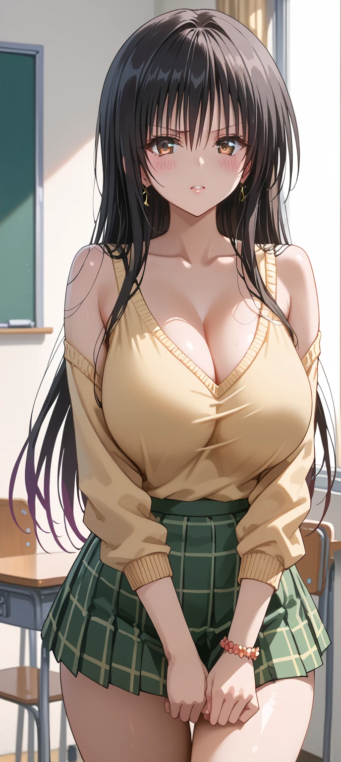 Dark grey sheer cheongsam,Long black hair,Wavy hair style,Huge Breasts,cleavage,Pistol hanging from waist,In the meeting room,Senior Secretary,Sexy,Lipstick,Gray eyes,stockings,Smile,earrings,lipstick,Nipple showing,plump figure,Big Ass,Arms equipped with mechas,Front view,Upper body close-up