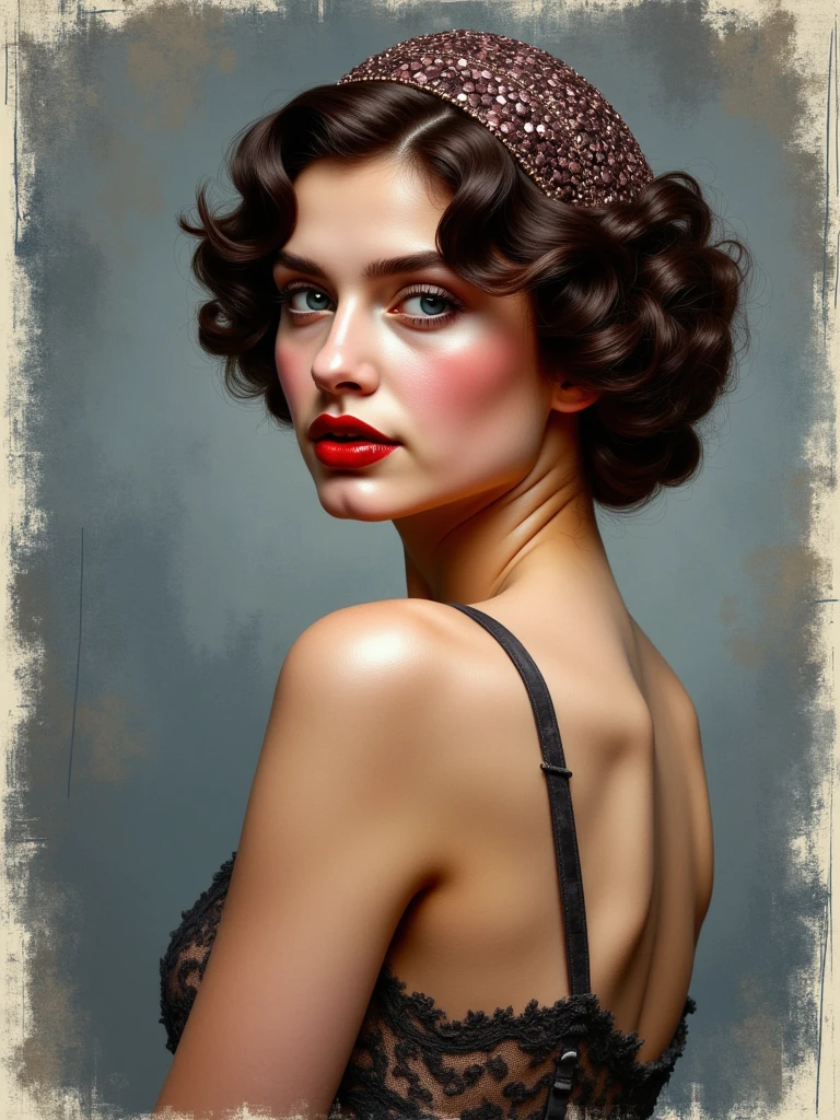 30 year old iraqi woman with brown hair with blonde highlights big eyes in black lace lingerie hair wavy and flowing brown eyes brown eyes