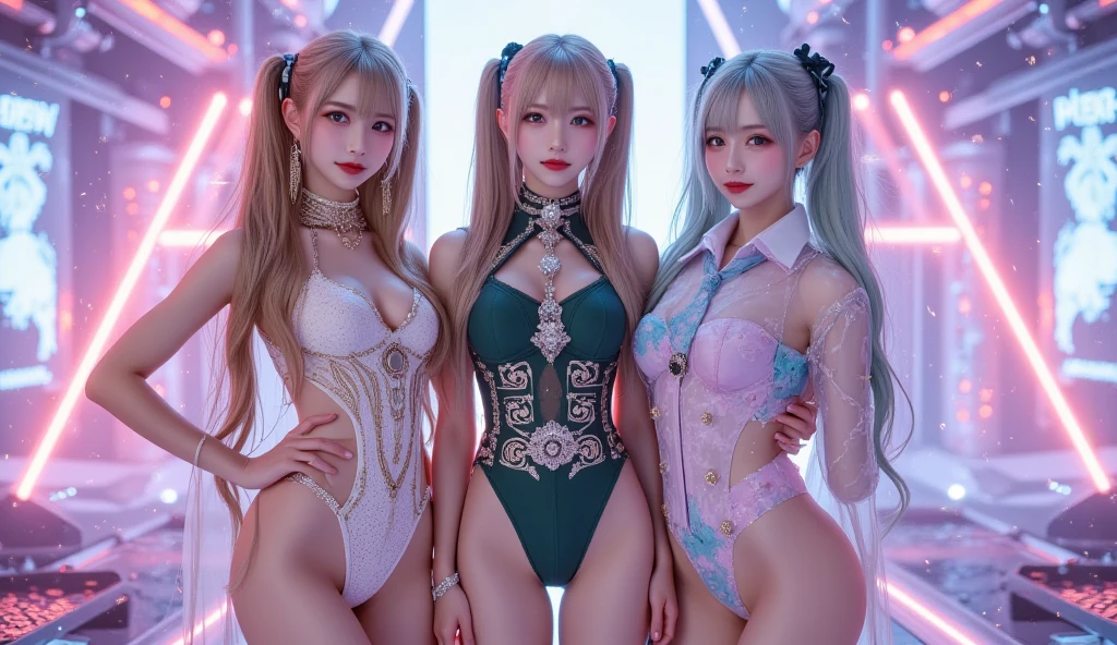 (White and vivid colors, Exposed:1.2, nipple:-0.9), (9 sexy junior idols in row), ((face variations, Hair variations)), { Navel | Ass }, portrayed in the best quality and high resolution. The image should be ultra-detailed, realistic, and photorealistic with a touch of rawness. concept art. The color tone should be vibrant and vivid, enhancing the overall visual impact. (Whole Body proportions and all limbs are anatomically accurate) .