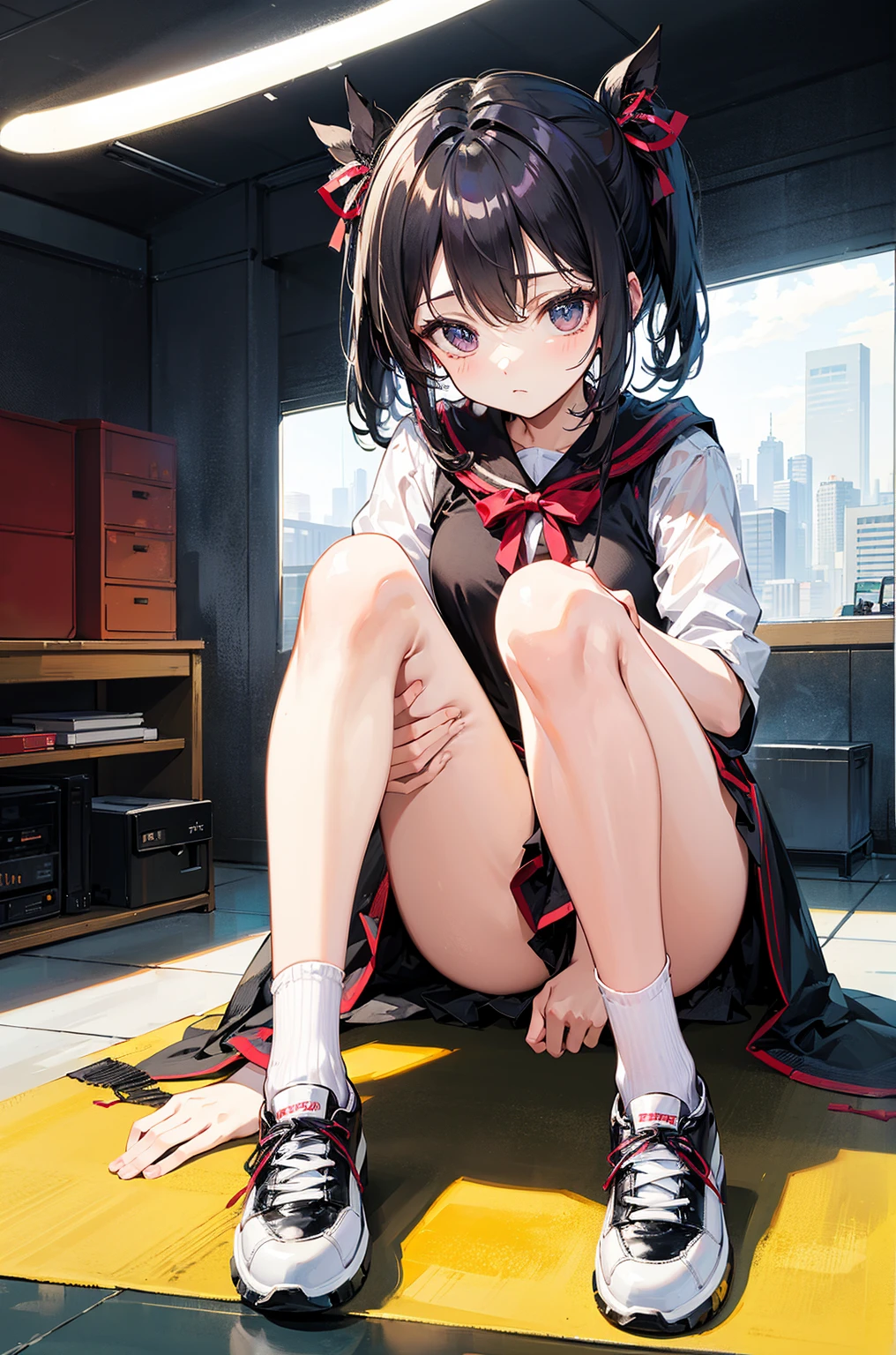 Anime girl sitting on bed on suitcase background, the anime girl is crouching, Female protagonist 👀 :8, beautiful anime girl squatting, from girls frontline, Seductive anime dick girl, a female anime character, Anime. Soft lighting, 4k anime wallpaper, guweiz on pixiv artstation, badass anime 8 K, Rin,bbw、thick thight、big butts、Ultramammy