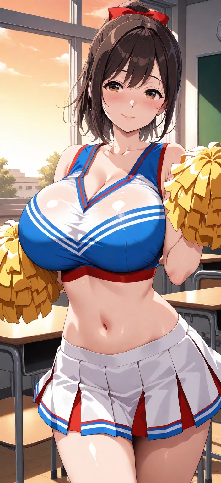 Score_9, score_8_up, score_7_up, score_6_up, score_5_up, score_4_up, source_anime, solo, 1girl, cute students, young female, sagging gigantic huge breasts, wide hips, thick thighs, huge areolae, areola slip, black areolae, dark nipples, sideview, detailed eyes, brown eyes, looking at viewer, cheerleading uniform, sleeveless, ahegao, orgasm, collarbone, head tilt, showing hairy stomach hair, mostly hairy stomach hair, showing hairy pubic hair, hairy stomach, micro skirt, showing armpit, hairy armpit hair, bukkake, cum shot on armpit, sperm, sex with big penis boy, Japanese, hentai, crowded schoolyard, having sex, sex from behind, side view, spreading legs, hand behind the head, fecundation mark, raping atmosphere, feeding breast milk, many penis, 