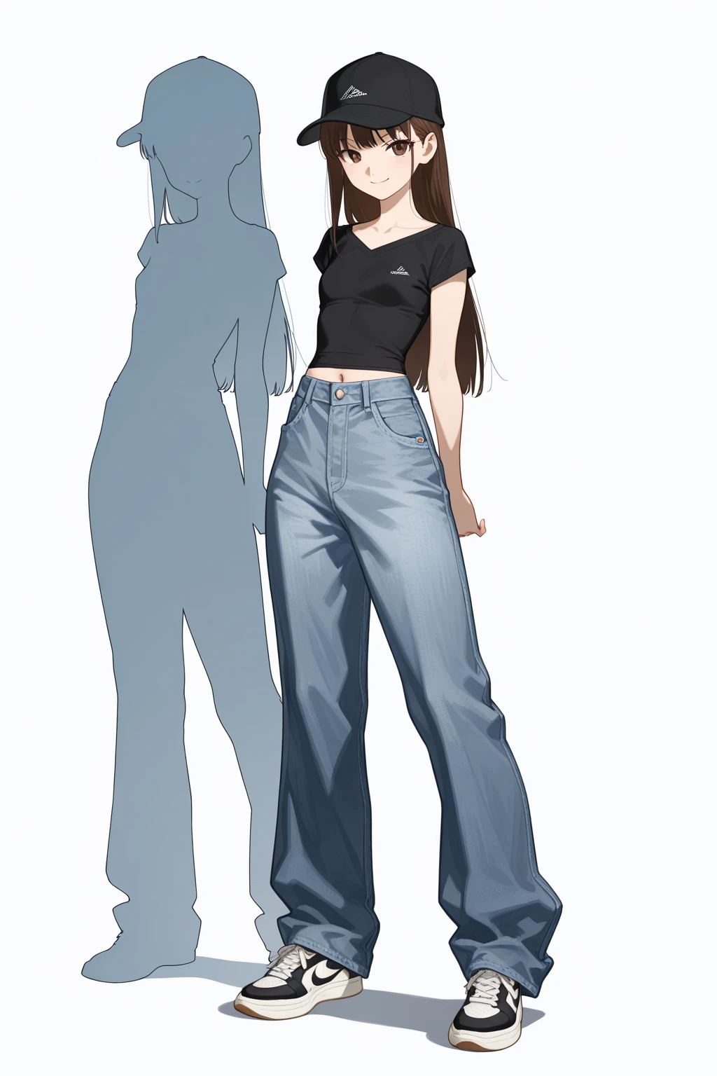 score_9, score_8_up, score_7_up, score_6_up, pixel art of a woman, pale, smooth skin, hair over eyes eyes, long straight black hair, full lips, slender physique, green t-shirt, glasses, blue pants, black heels, 