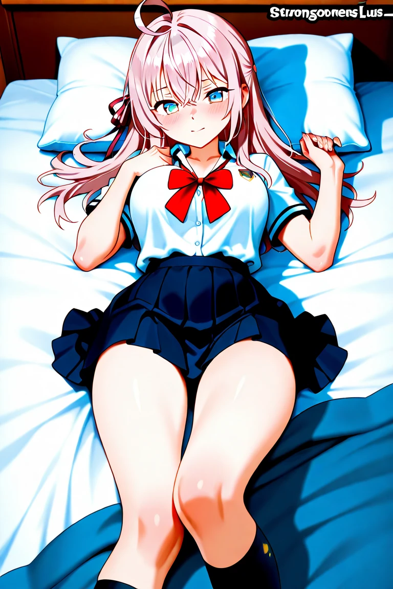 black pantyhose,loli,sailor,skirt,cute,lying,,pink hair,twintails,,shy,medium breasts
