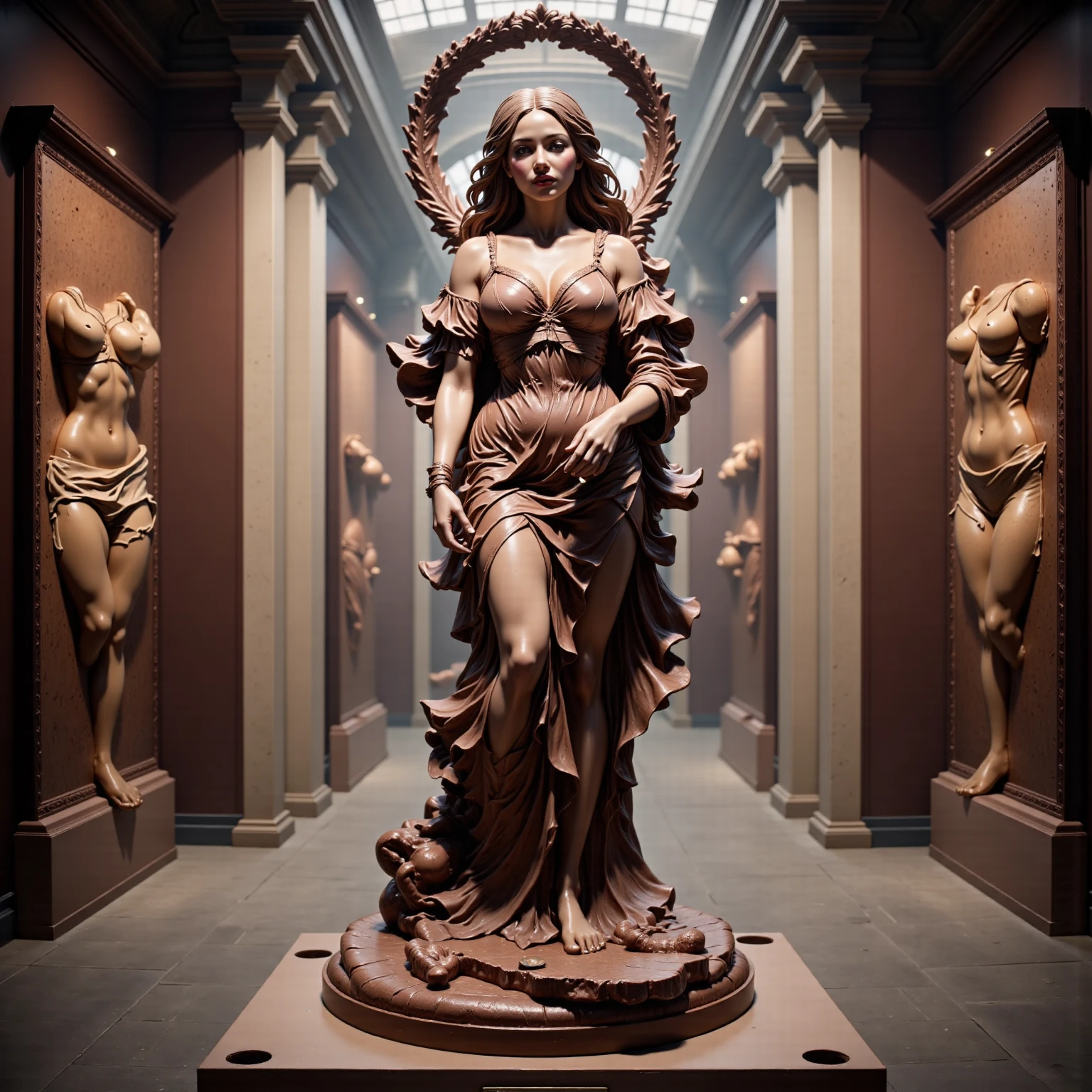 (Masterpiece, qualidade superior, melhor qualidade), (Arte Splash), Grego, female marble statue, museu, Erotic, , realista, cores mais vividas, oild painting , deusa, Athena --auto