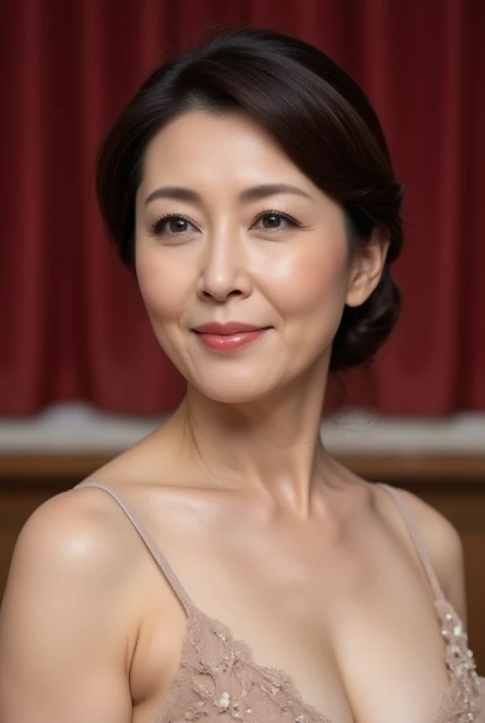 gravure, masutepiece, Best Quality, Ultra-detailed, Photorealistic, super detailed skin, Perfect Anatomy, (Solo), 96 years old, (barechested), Large breasts, Mature AV Actress, Natural hair color, Fancy makeup, Wrinkles at the corners of the eyes, Wrinkles in the mouth, glamor, A sexy, Chromo-white skin, Looking at Viewer, sprawl, From directly above, Rough breath, sexual expressionsinvite,