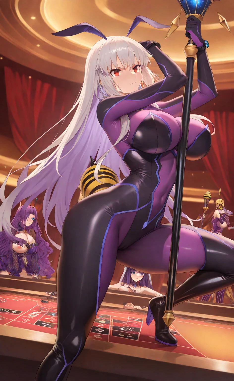 (Ningguang),(Silver Hair)、(Long Hair)、(Hair tied back),(Black and white tight clothing)、(True to prompts)、(upscale)、(Glaring with sharp eyes)、(Super big breasts),(Busy Street)、(Many people々々々々々々々々々々々々々)、(sunny)、(blue sky)、(Best lighting)、{{{Browsing Caution}}}、{{{masterpiece}}}, {{{Highest quality}}}, {{ultra-detailed}}, {{shape}}, {{{Very delicate and beautiful}}},{{extremely detailed CG}}、{{unity 8k portrait}}、{{Fabric Shading}}、{{super detailed skin}}、{{Perfect Anatomy}}、{{detailed}}、{{Dynamic Lighting}}、{{{beautiful detailed eyes}}}、{{{beautiful detailed Face}}}、(Perfect Legs)、(Perfect breasts)、(Perfect pose)、(Perfect body)