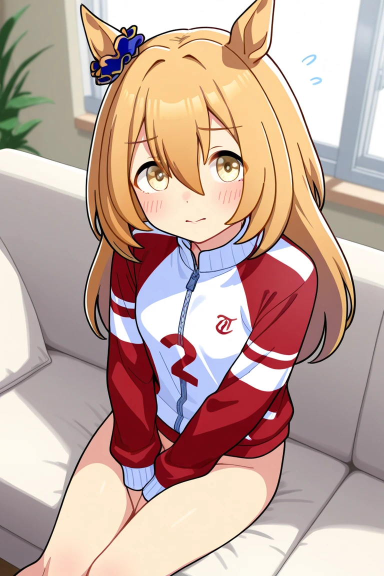 ((highest quality)), ((masterpiece)), (be familiar with), Perfect Face, indoor, Bedroom, Watching the audience,
One woman, Thor,
Open Mouth, Ecstatic expression, blush, smile,
Small breasts, Flat Chest, Young Girl, , , Girl,
Long Hair, Golden Hair, Orange eyes, Long Hair,
Gym suit, White short sleeves, black shorts, Leg spread,