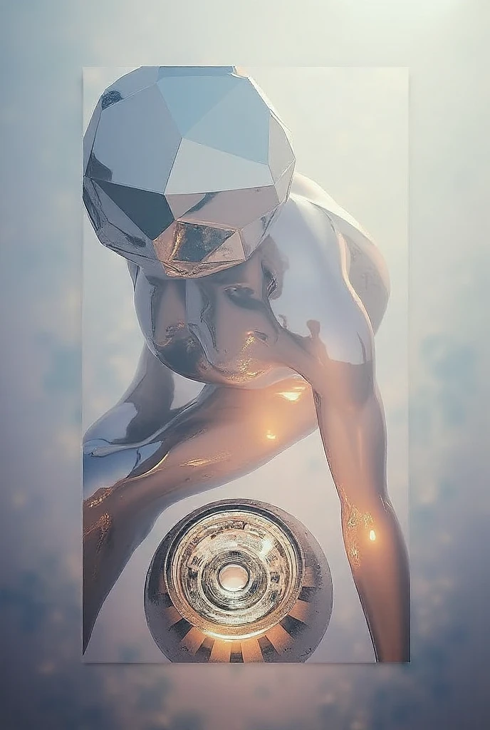 Armed naked Guanyin Bodhisattva, (Gold: 1.2), Smooth Upper Body, wings, Long Sleeve Cassoc, Ray Tracing, (Metal Texture: 1.1), Colorful Clouds on Background, (Best Quality: 1.0), (Ultra High Definition: 1.0), 8k, (Masterpiece: 0.2), (Half-Closed Eyes: 1.2), nsfw, ultra realistic realistic textures, dramatic lighting, unreal engine trending on artstation cinestill 800, Style-Glass, nsfw, full body, jar,