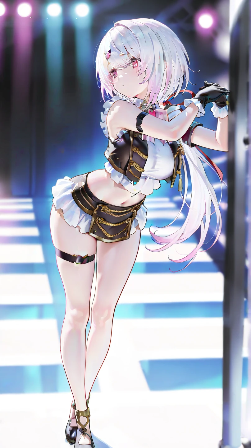 anime screen cap), (1 girl), (Full body), Solo, Best Quality, ((Ultra-detailed)), ((Illustration)), Beautiful, amazing, (masutepiece), (Realistic:0.5), Extremely detailed, 8K_Wallpaper, the pose ((POV)), ((Open )), ((spread her )), ((Open legs wide)), Girl Information,Woman,Female, Baby,5 years old, Medium Hair, short twintails, White hair, Small_breasts, Navel, Red Eyes, ((Detailed skin:1.3)), ((Shiny skin:1.1)), ((Sweaty skin:1.3)), Clothing Information ((NSFW)), (()), (Spread ), (White background),