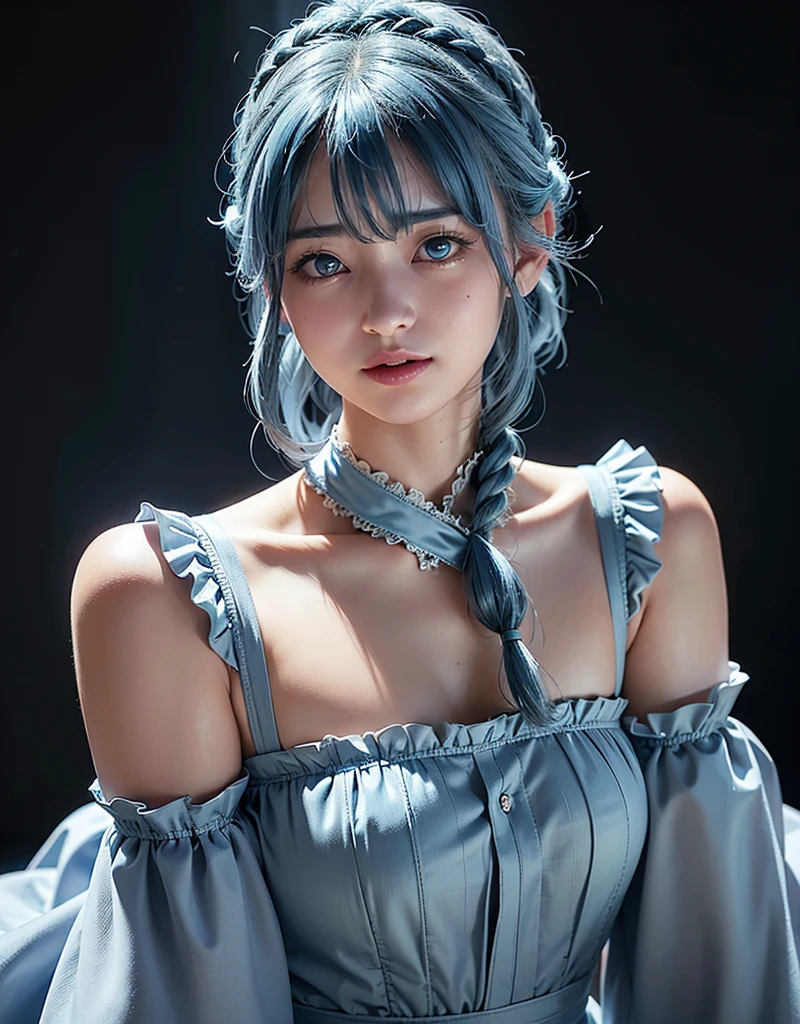 1girl, beautiful anime girl, beautiful perfect face, young girl, (blue hair:1.3), (short hair), hair bangs, beautiful hair, beautiful eyes, (blue eyes), big blue eyes, maid outfit, beautiful maid outfit, cleavage, detailed maid, perfect body, perfect skin, perfect face, good anatomy, good hand anatomy, good breast anatomy, good face anatomy, good eye anatomy, good ear anatomy, good perfect body, perfect breast, detailed face, detailed eyes, detailed body, detailed breast, cinematic quality, wide field of view, japanese room, japanese house background, beautiful traditional japanese home, hyperrealistic room, high quality lighting, realistic lighting, masterpiece, detailed lighting realistic lighting, 4k, 8k , raw ult,portrait photography, high resolution photography, focus on subject, beautiful girl photography wallpaper, (perfect-shadows-highlights), (picture-perfect-face-body), cleavage, realistic body, realistic face, realistic breasts, realistic hands, realistic hair, perfect face, perfect body, perfect breast, perfect hands, perfect hair, good anatomy, detailed body, detailed face, detailed hands, detailed breast, good hand anatomy good body anatomy, good breast anatomy, perfect anatomy, (realistic:1.5), (photorealistic:1.5), hyperrealistic, super realistic, intricate details, fine details, good lighting, good lighting dynamic range, photorealistic lighting, cinematic lightning background, photorealism, dynamic Lighting, intricate lighting, realistic lighting directional lighting, cinematic lightning, super sharp, sharp details, very high resolution, sharp resolution, 4k resolution, 8k resolution, 10 bit raw high quality, (masterpiece:1.5), (photograpic-detailed-real background), perfect photography composition, indoor photography, photorealistic photography, realistic background, Photorealistic background, wheat field background, phography, Cinematic lighting background, photorealistic detailed background, super detailed subject, super detailed background