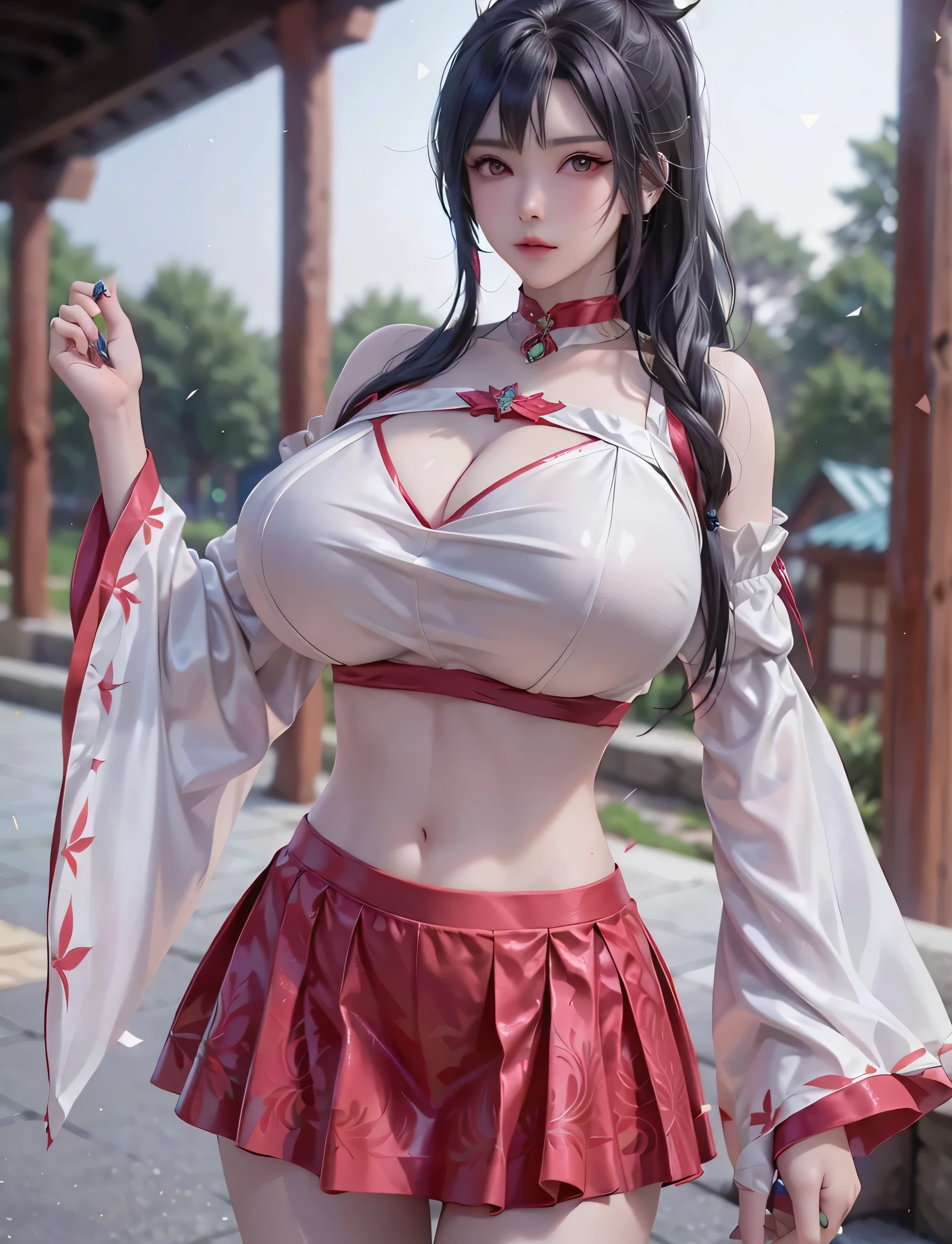 A brave and noble panda Girl samurai warrior, wearing highly detailed white samurai armor, wearing a sashimono war flag on his back, sengoku period, highly detailed background, cherry blossoms blowing in the wind, perfect masterpiece, high quality, high resolution, Full body photo of Chinese girl,huge-breasted:1.7{Slim body:1.3}{intricately details、depth of fields、Sexy adult woman、with short black hair,Sexy body, Raised sexy,Photorealistic rendering,Black ,pink areolae