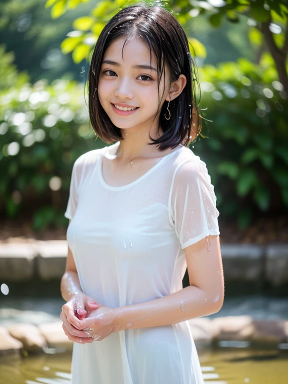 cute, She looks as young as a 15-year-old idol.、cute20歳の日本人少女、Smiling Kindly、Cleavage、Heavy rain at the campsite、((She is soaked in the rain))、whole body、RAW Photos、Genuine、Genuine、Genuineスティック、RAW Photos、High resolution、Life、No copyright notice