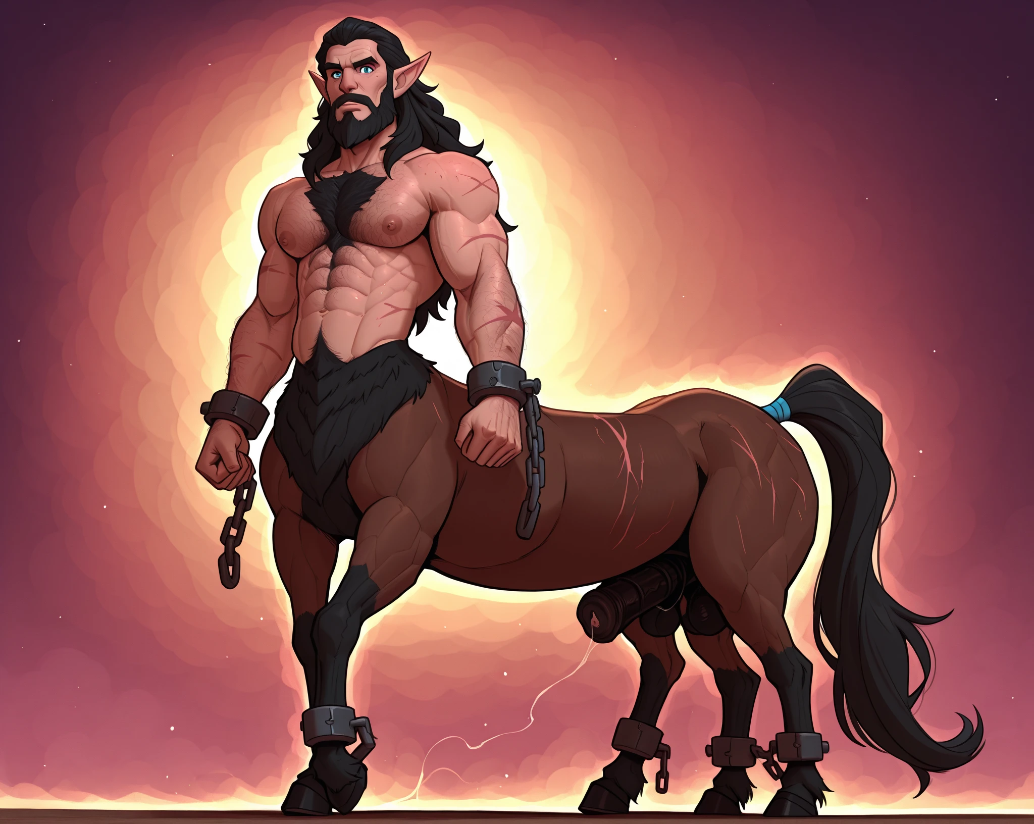 (((best body))), (((best face))), ((best quality)), ((masterpiece)), (detailed), a young male troll, hairy, black hair, full beard, muscular, big penis, big testicles, in city