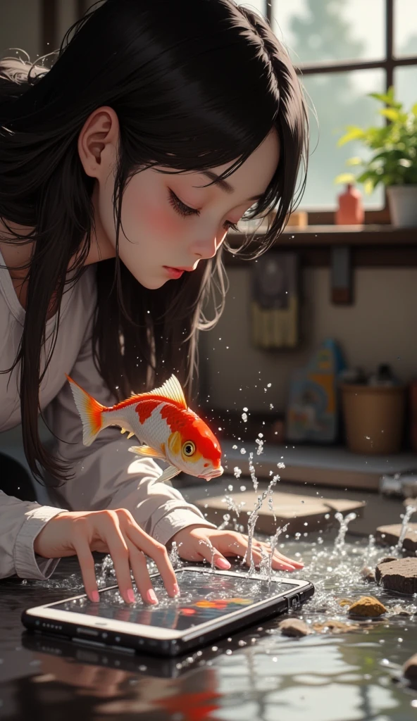 (masutepiece:1.2),(Best Quality:1.1),(Ultra-detailed:1.1),(Realistic:1.2),(Colorful:1.2),(Young girls:1.3),(Japanese:1.1),(Clothing samples:1.1),(Girls playing with goldfish scoop:1.3),(Colorful contact lenses:1.2),(FULL BODYSHOT:1.2),(Summer:1.1)