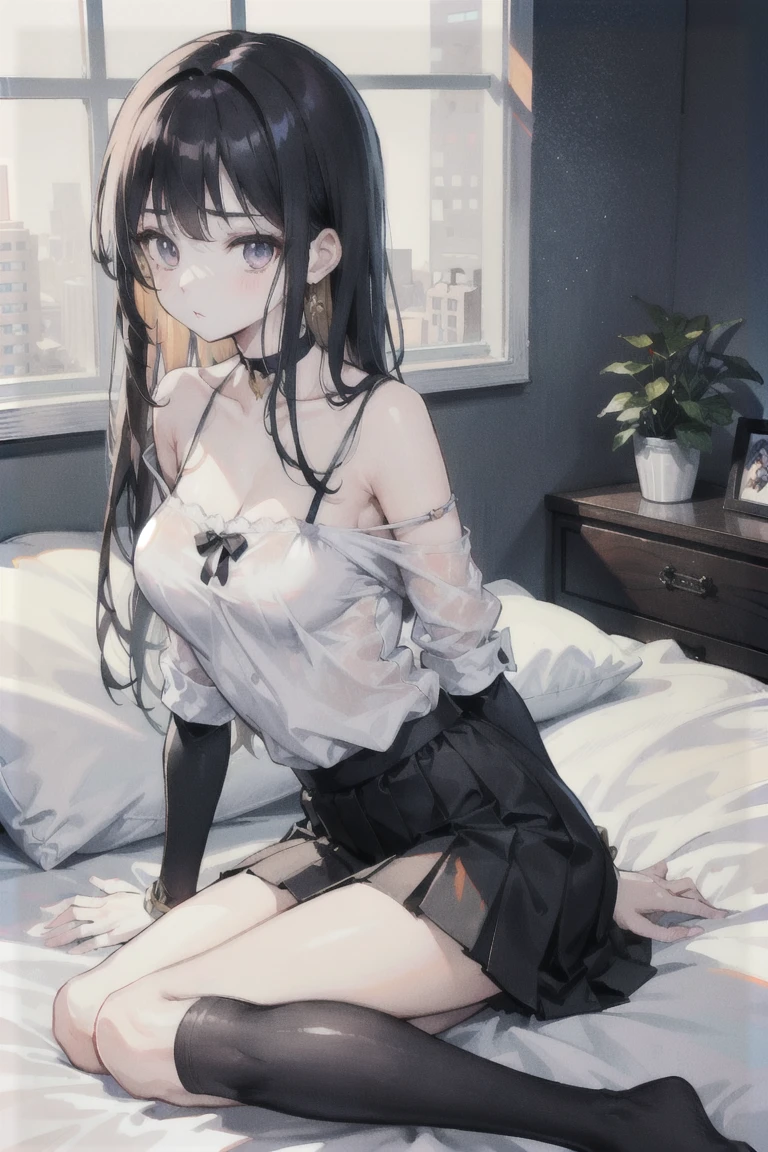 straddle the,(masterpiece,Highest Quality),child,(A dark-haired),Delicate body